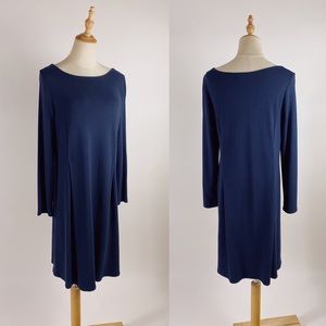 J. JILL Wearever Ribbed Stretch Knit Long Sleeve Blue Dress Womens Medium